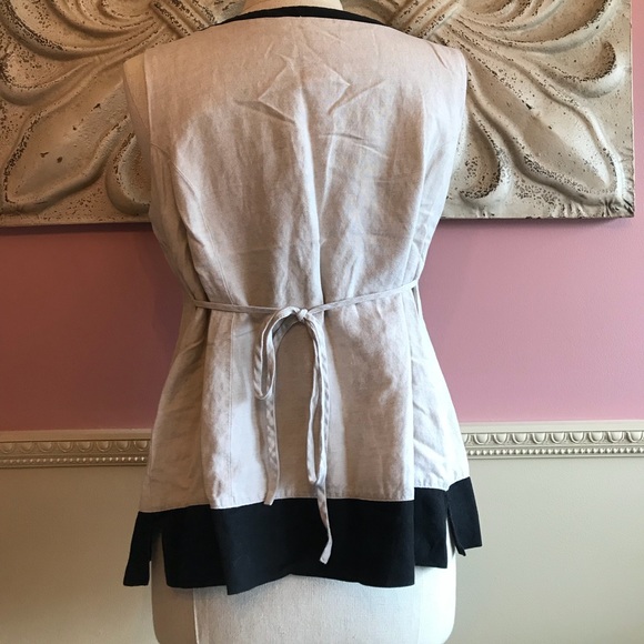 Motherhood Maternity Large Linen Shirt Khaki/Black - Picture 2 of 5